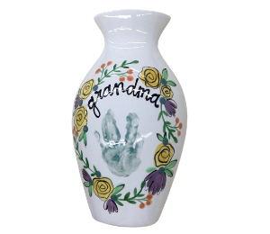 Huebneroaks Floral Handprint Vase